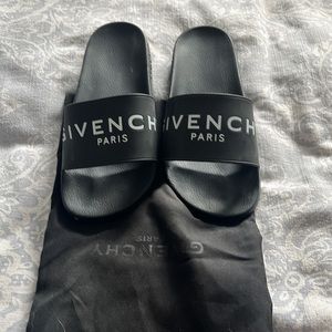 Givenchy Logo Black Slides  w/ dust bag- worn once!! Size 36